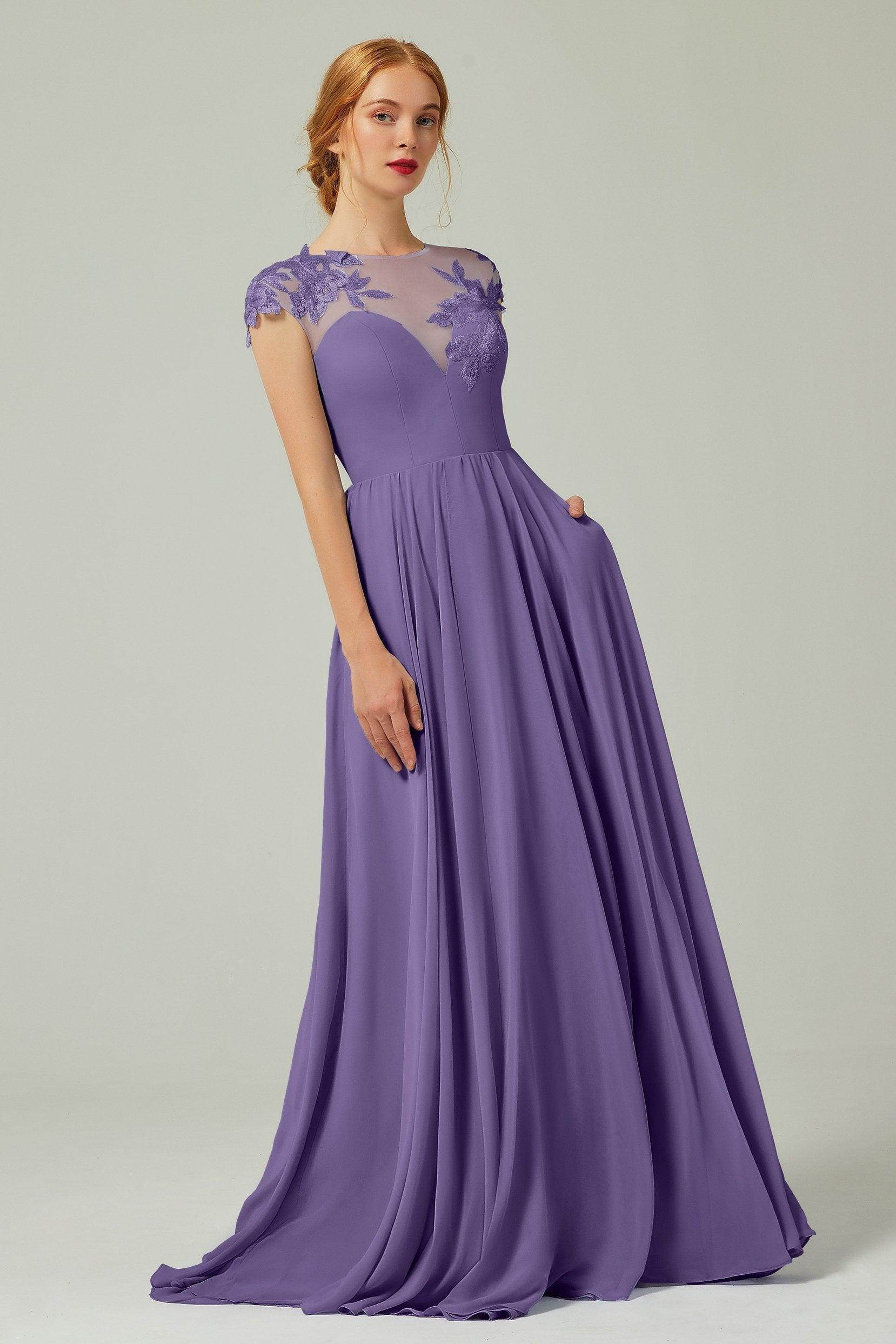 Elegant A Line Sweep Brush Train Chiffon Bridesmaid Dress CB0248PS Bridesmaid Dress
