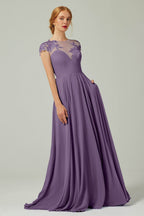 Elegant A Line Sweep Brush Train Chiffon Bridesmaid Dress CB0248PS Bridesmaid Dress