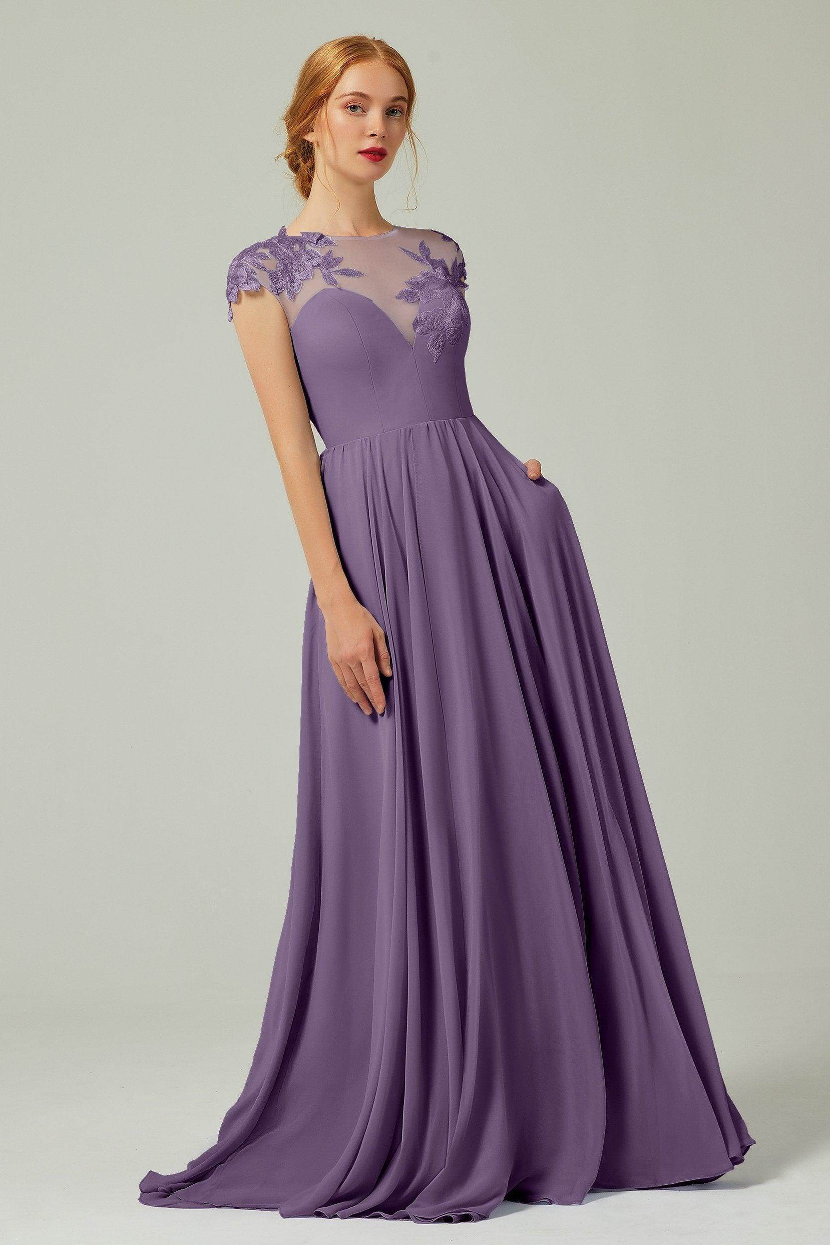Elegant A Line Sweep Brush Train Chiffon Bridesmaid Dress CB0248PS Bridesmaid Dress