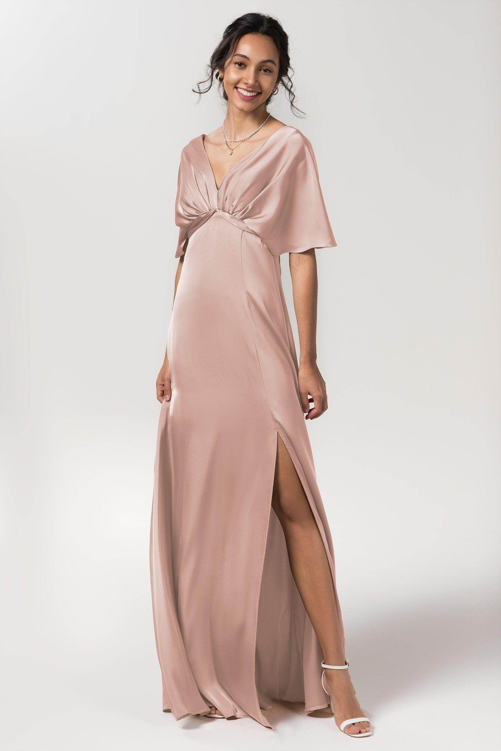 Elegant Sheath Floor Length Luxe Satin Bridesmaid Dress Bridesmaid Dress