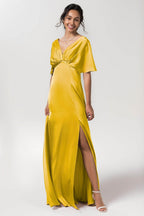 Elegant Sheath Floor Length Luxe Satin Bridesmaid Dress Bridesmaid Dress