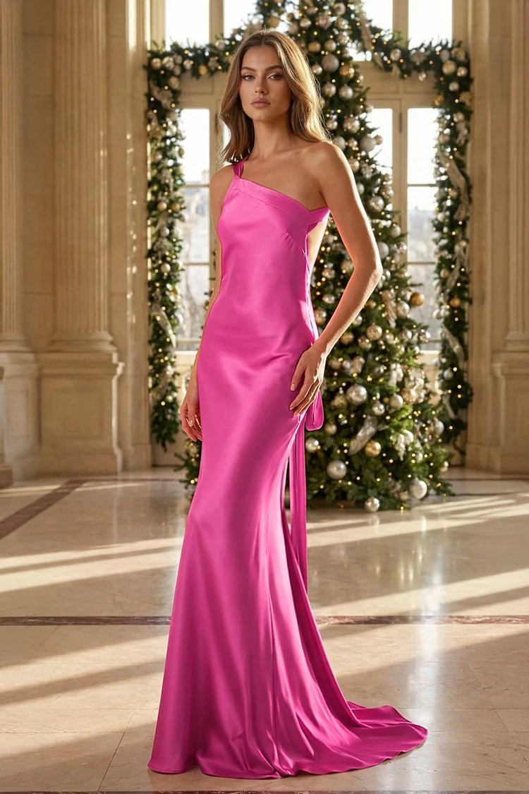 Iridessa Mae Fuchsia front view prom dress