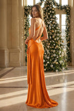 Jonquil orange back view prom dress
