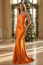 Iridessa Mae Orange front view prom dress