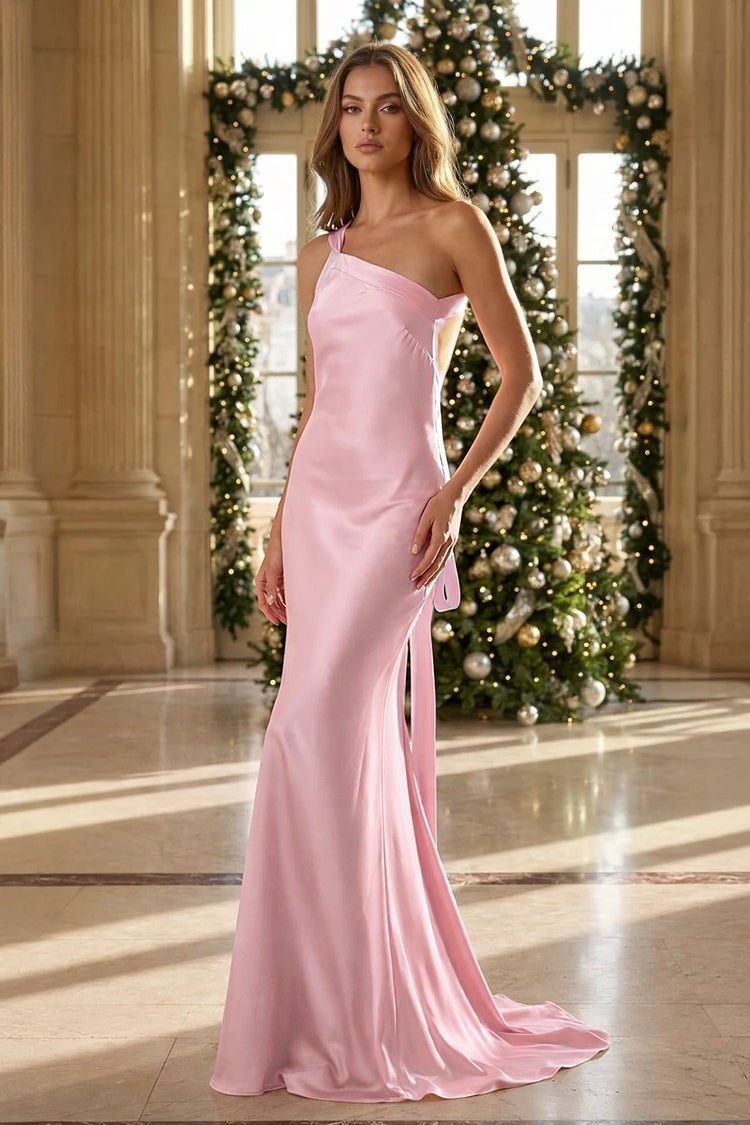 Jonquil pink front view prom dress