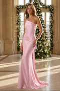 Jonquil pink front view prom dress