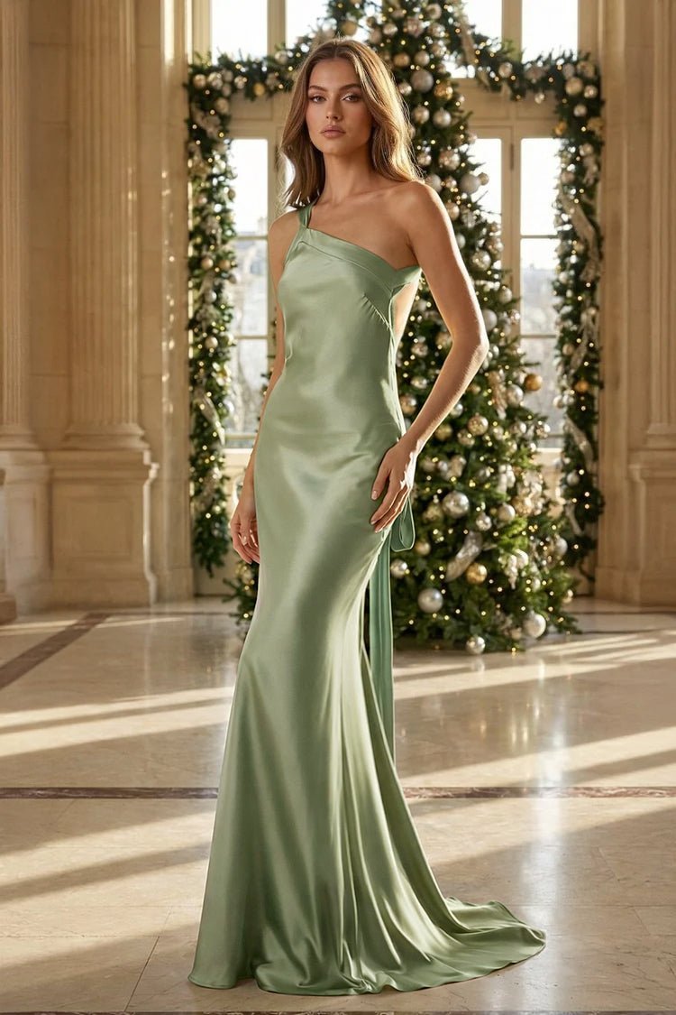 Iridessa Mae Sage Green front view prom dress