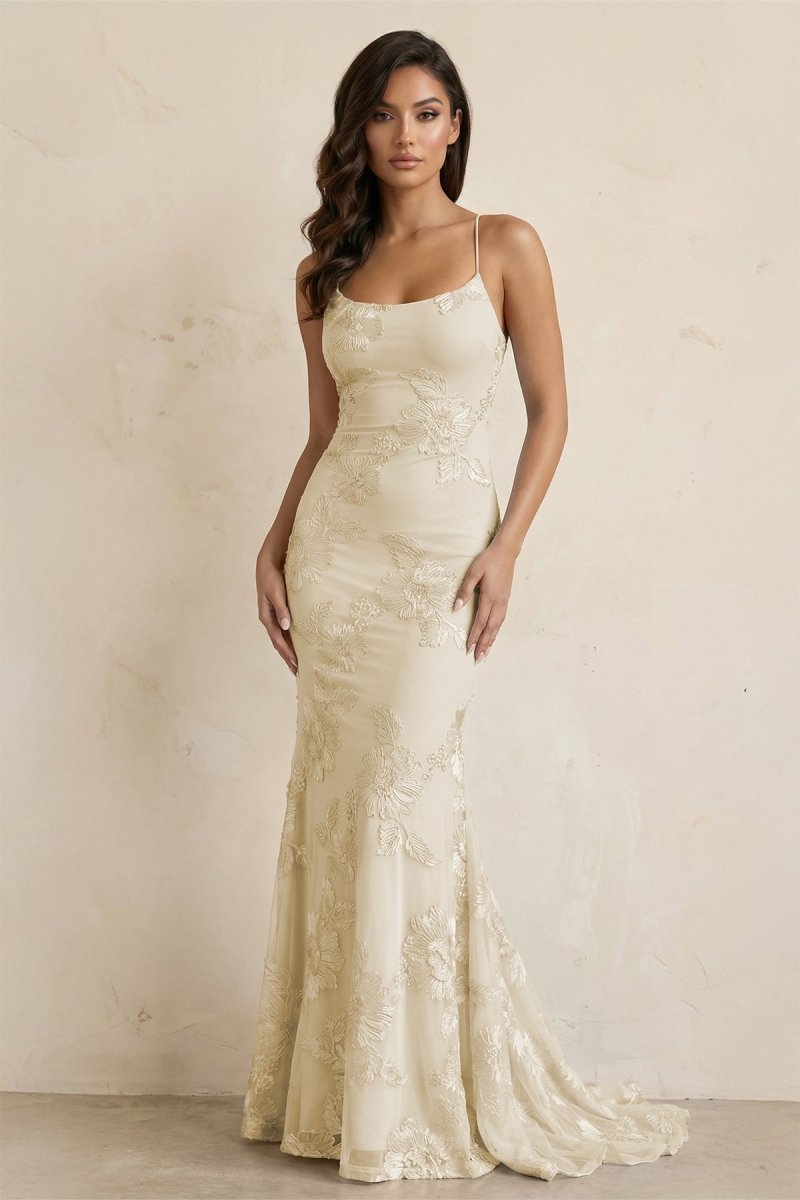Sky Blue Spaghetti Straps Mermaid Tulle Long Formal Prom Gown With Appliques