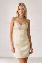 Belladonna Champagne side view homecoming dress