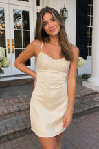 Belladonna Champagne front view homecoming dress