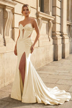 Ottilie Champagne front view evening dress