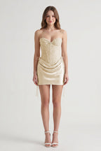 Pink Sweetheart Sheath Corset Ruched Satin Homecoming Dress with Beading