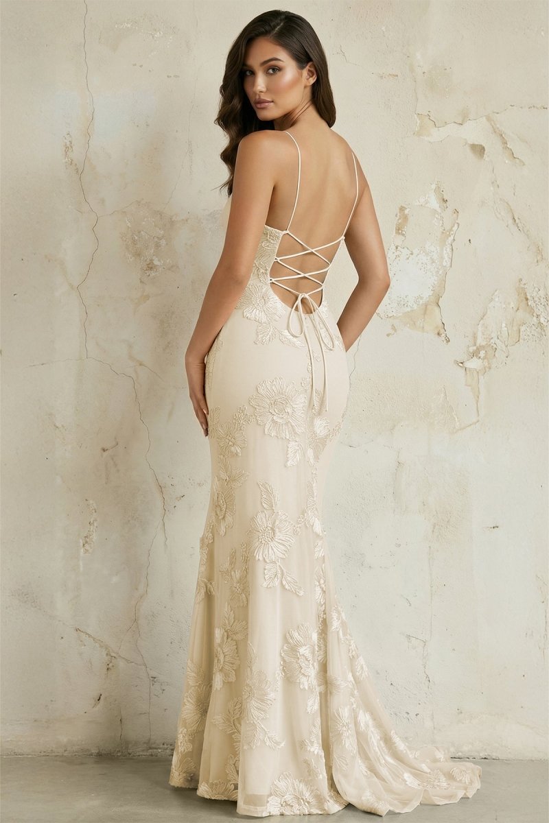 Sky Blue Spaghetti Straps Mermaid Tulle Long Formal Prom Gown With Appliques