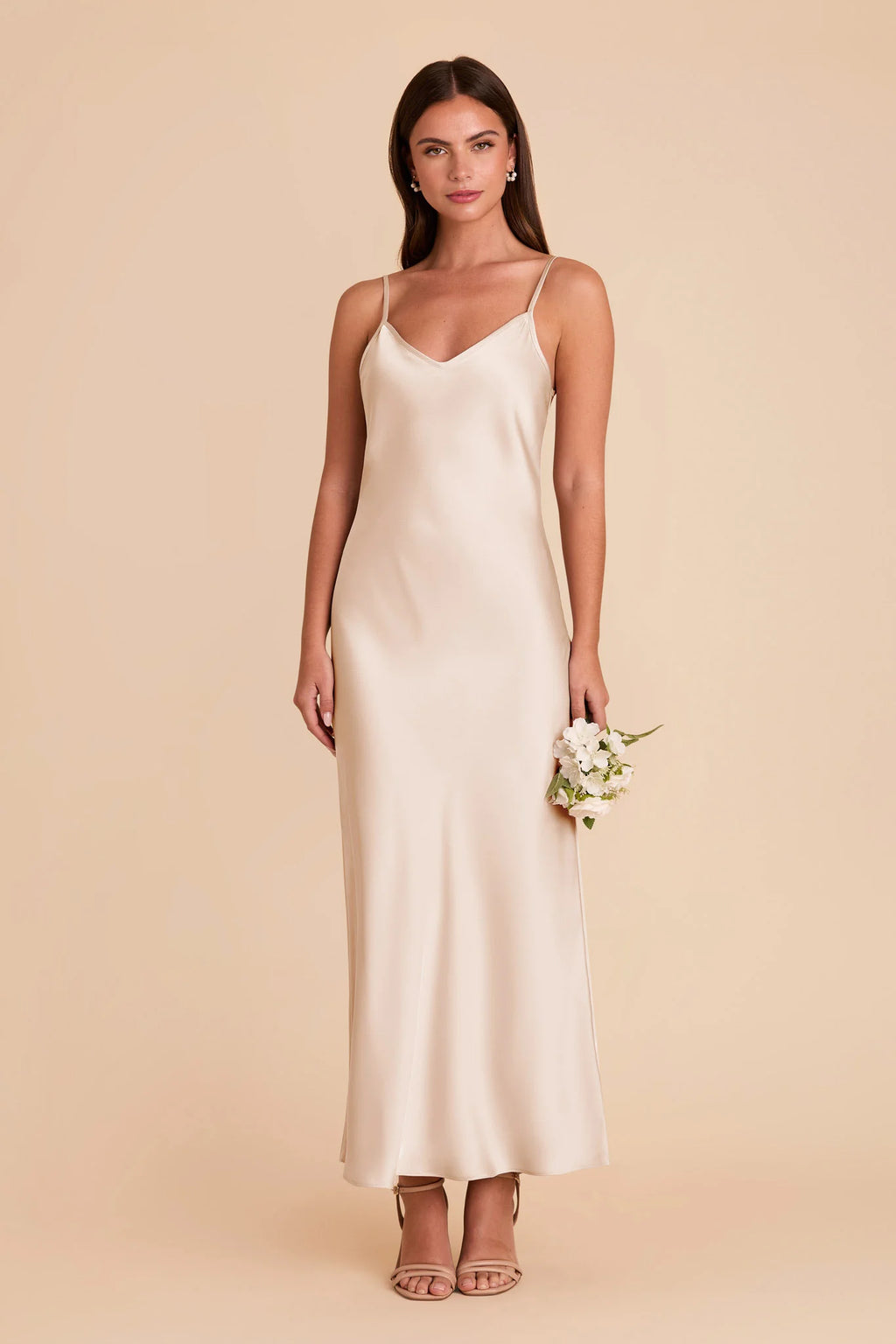 Amara Champagne front view bridesmaid dress
