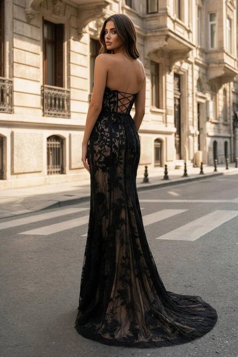 Nerine Joy Black back view prom dress