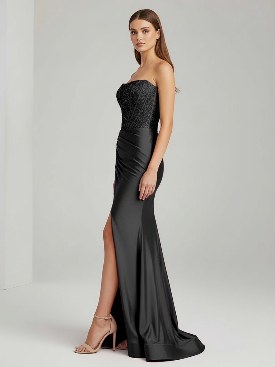 Zelie June Black side view prom dress