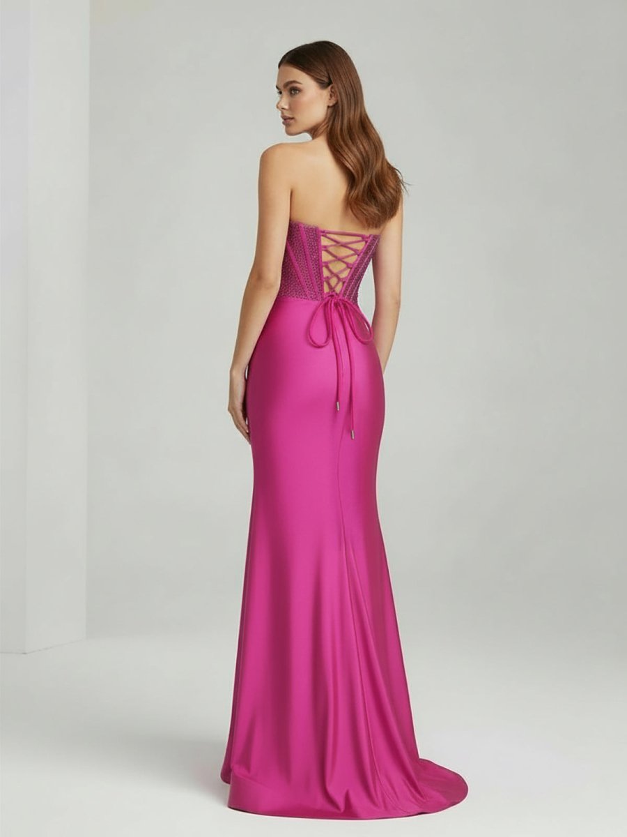 Zelie June Fuchsia back view prom dress