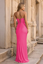 Calista Monroe Fuchsia back view prom dress