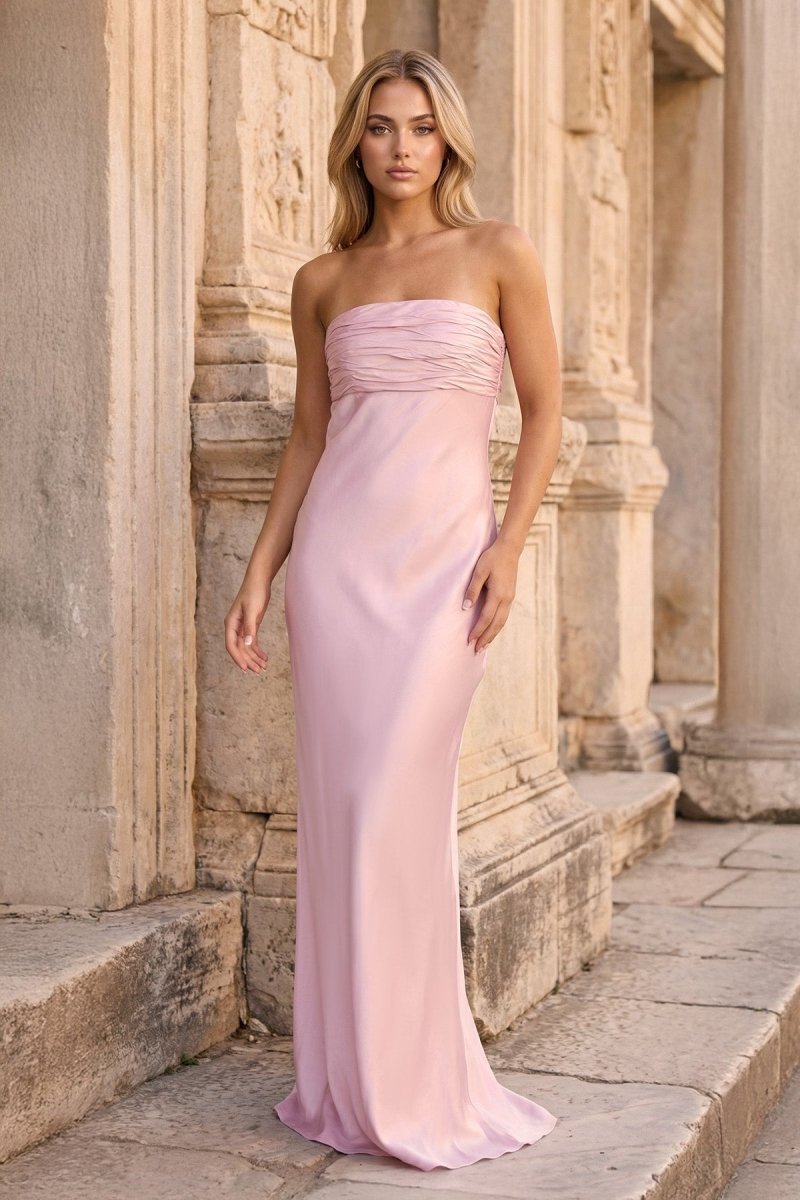 Calista Monroe Rose Pink front view prom dress