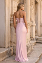 Calista Monroe Rose Pink back view prom dress