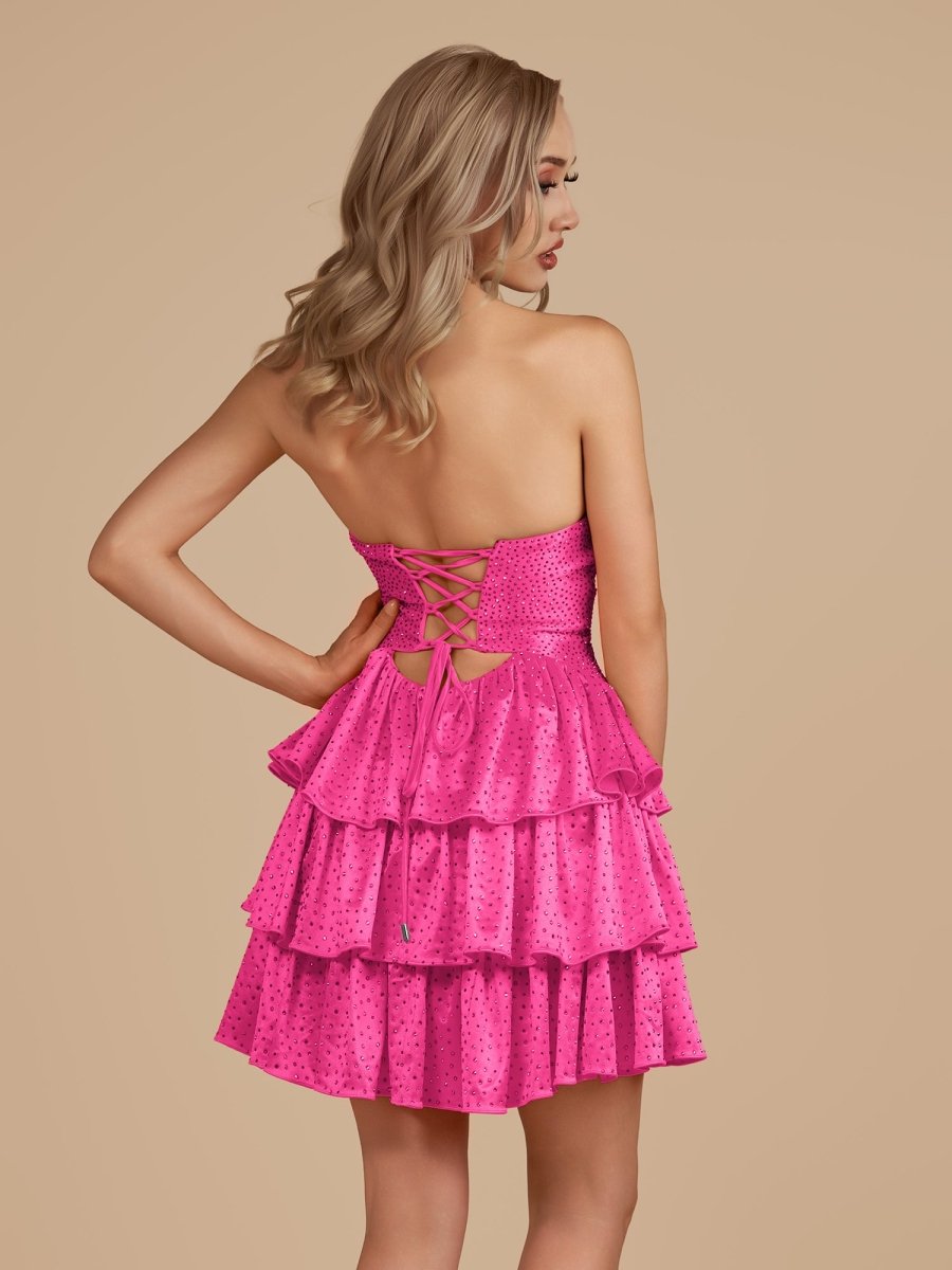Royal Blue A Line Sweetheart Satin Cut Out Ruffled Homecoming Dresses with Beads