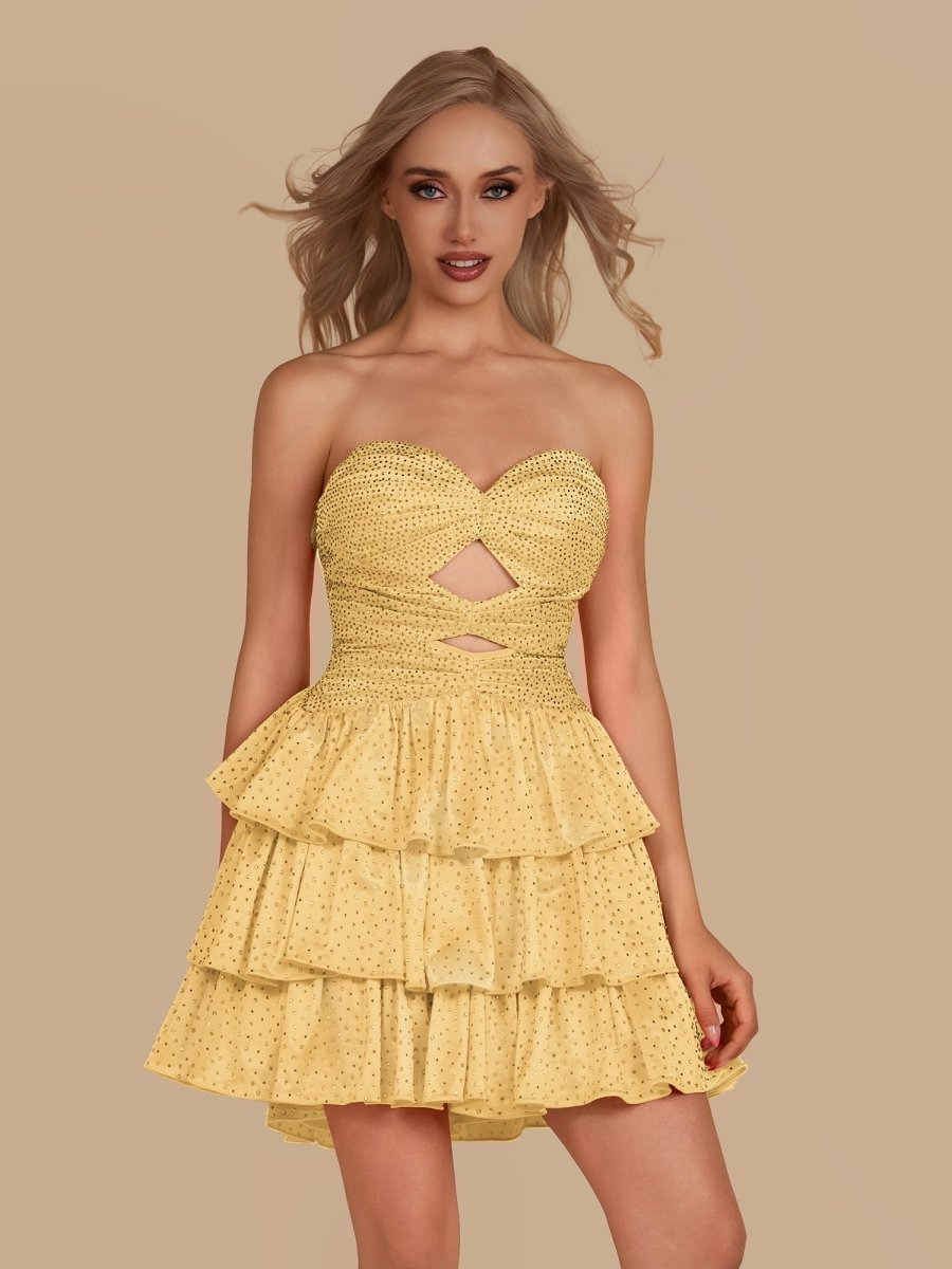 Royal Blue A Line Sweetheart Satin Cut Out Ruffled Homecoming Dresses with Beads