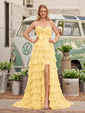 Quitterie Yellow front view evening dress