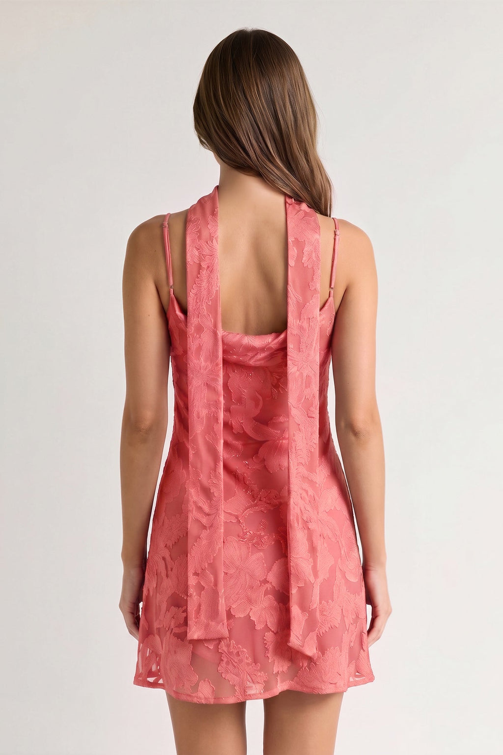 Leonora Coral Pink detail 1 homecoming dress