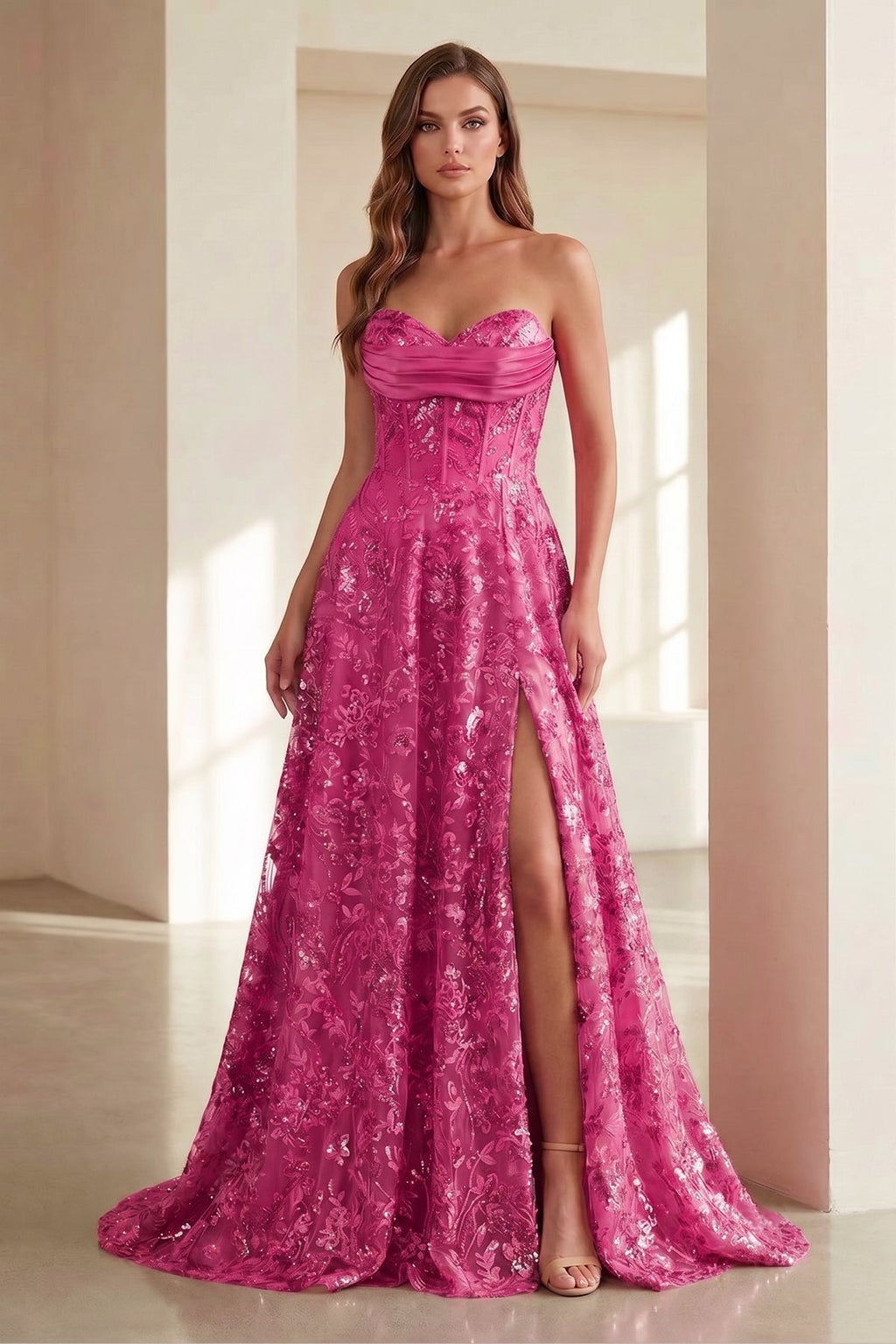 Renata Sol Royal Blue side view prom dress