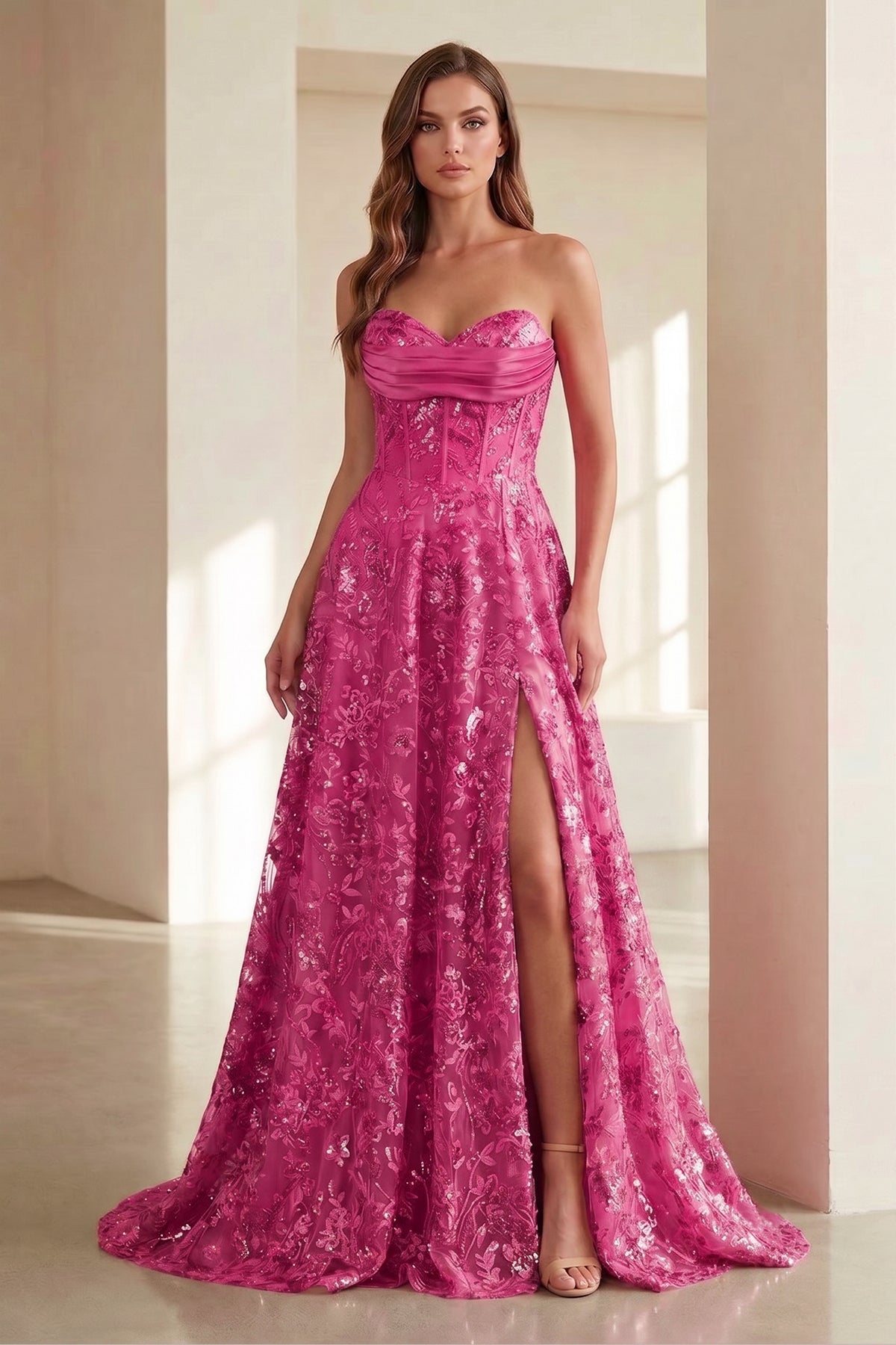 Renata Sol Royal Blue side view prom dress