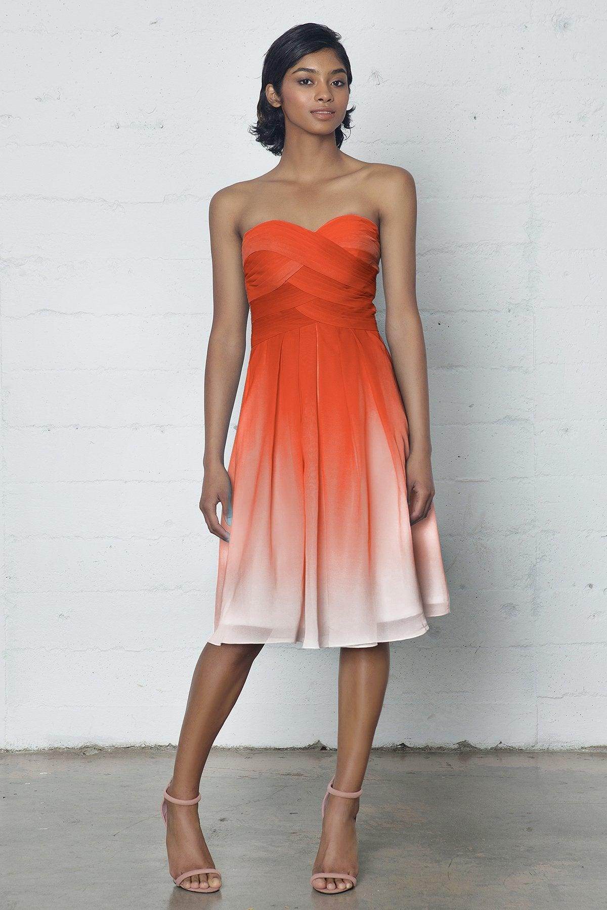 Elegant Sheath Column Knee Length Chiffon Ombre Dress COZF17007 Bridesmaid Dress