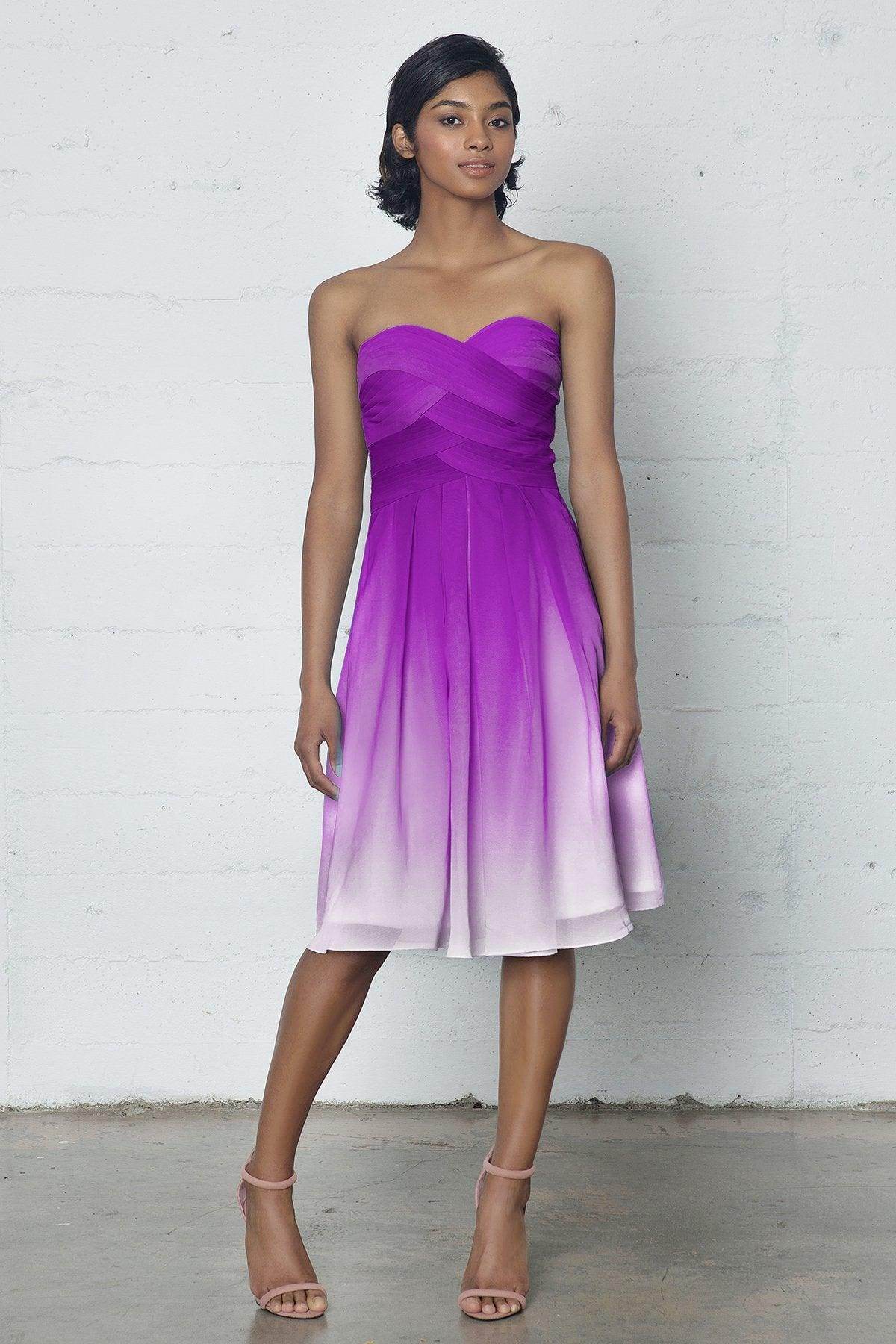 Elegant Sheath Column Knee Length Chiffon Ombre Dress COZF17007 Bridesmaid Dress