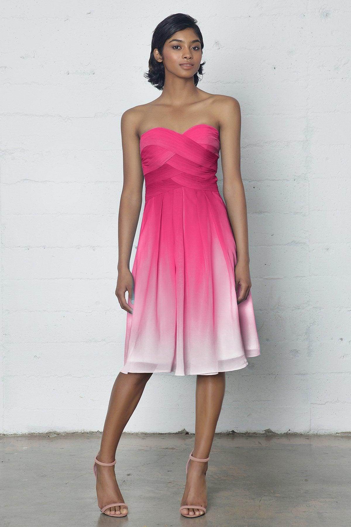 Elegant Sheath Column Knee Length Chiffon Ombre Dress COZF17007 Bridesmaid Dress