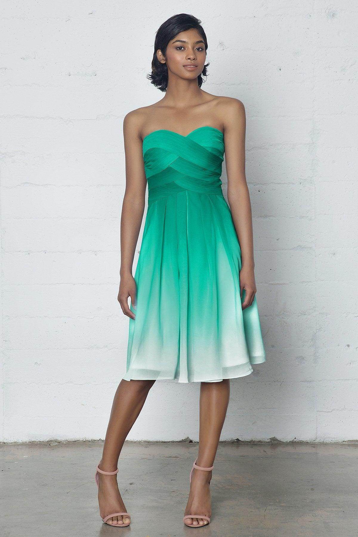 Elegant Sheath Column Knee Length Chiffon Ombre Dress COZF17007 Bridesmaid Dress