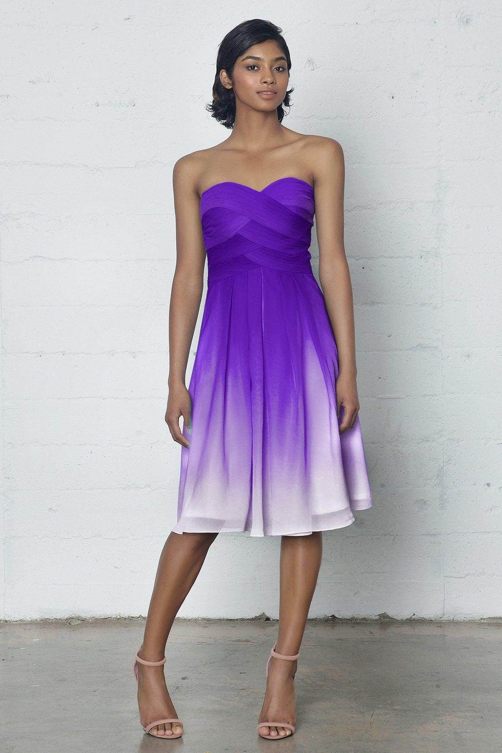Elegant Sheath Column Knee Length Chiffon Ombre Dress COZF17007 Bridesmaid Dress