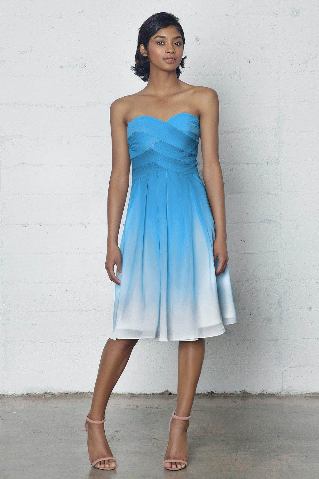 Elegant Sheath Column Knee Length Chiffon Ombre Dress COZF17007 Bridesmaid Dress