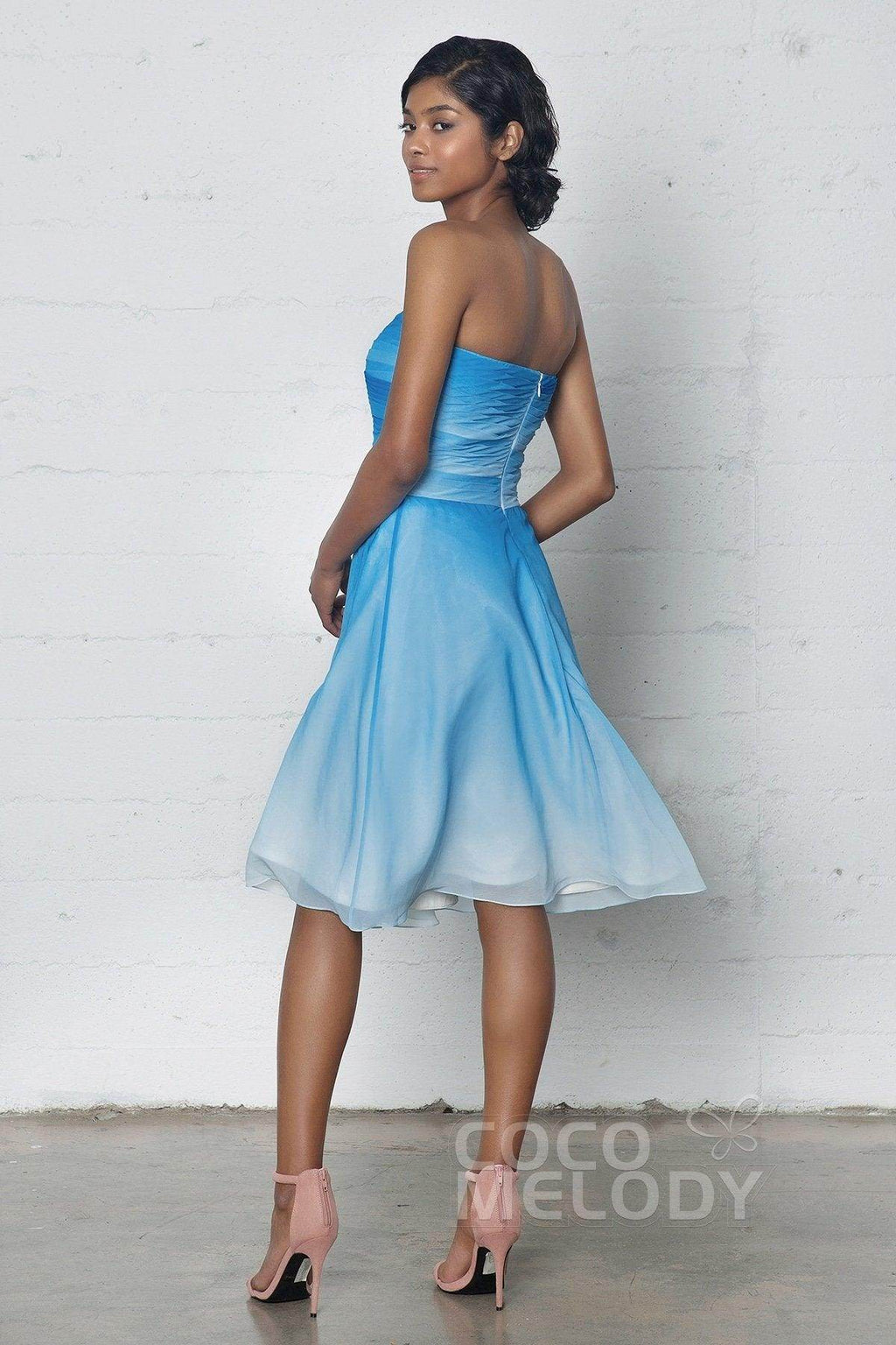 Elegant Sheath Column Knee Length Chiffon Ombre Dress COZF17007 Bridesmaid Dress