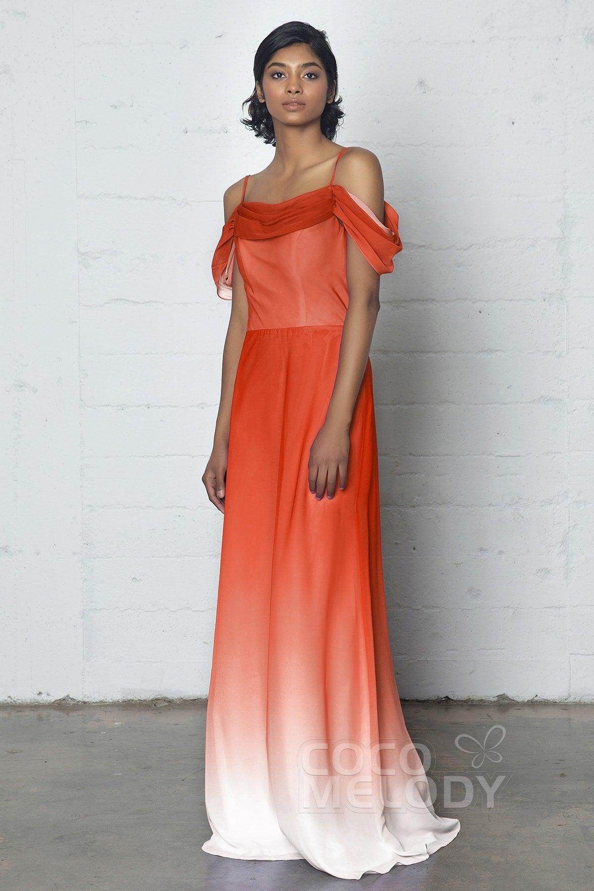 Elegant Sheath Column Floor Length Chiffon Ombre Dress COZF17012 Bridesmaid Dress