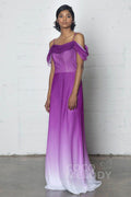 Elegant Sheath Column Floor Length Chiffon Ombre Dress COZF17012 Bridesmaid Dress