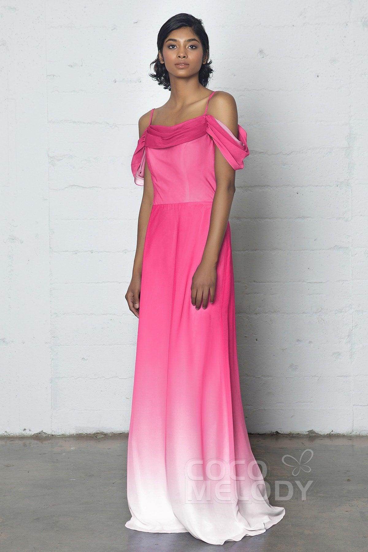 Elegant Sheath Column Floor Length Chiffon Ombre Dress COZF17012 Bridesmaid Dress