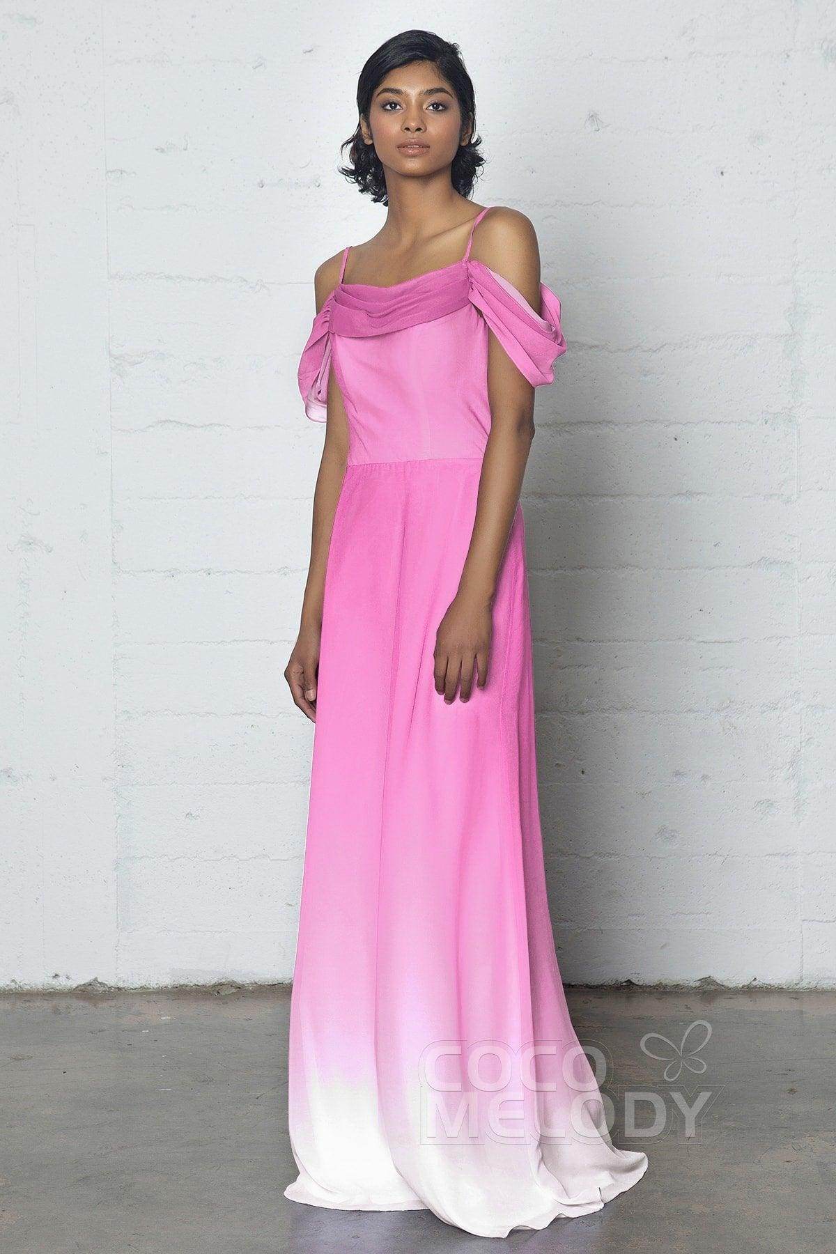 Elegant Sheath Column Floor Length Chiffon Ombre Dress COZF17012 Bridesmaid Dress
