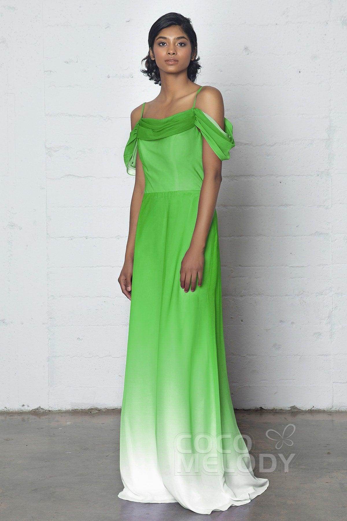 Elegant Sheath Column Floor Length Chiffon Ombre Dress COZF17012 Bridesmaid Dress