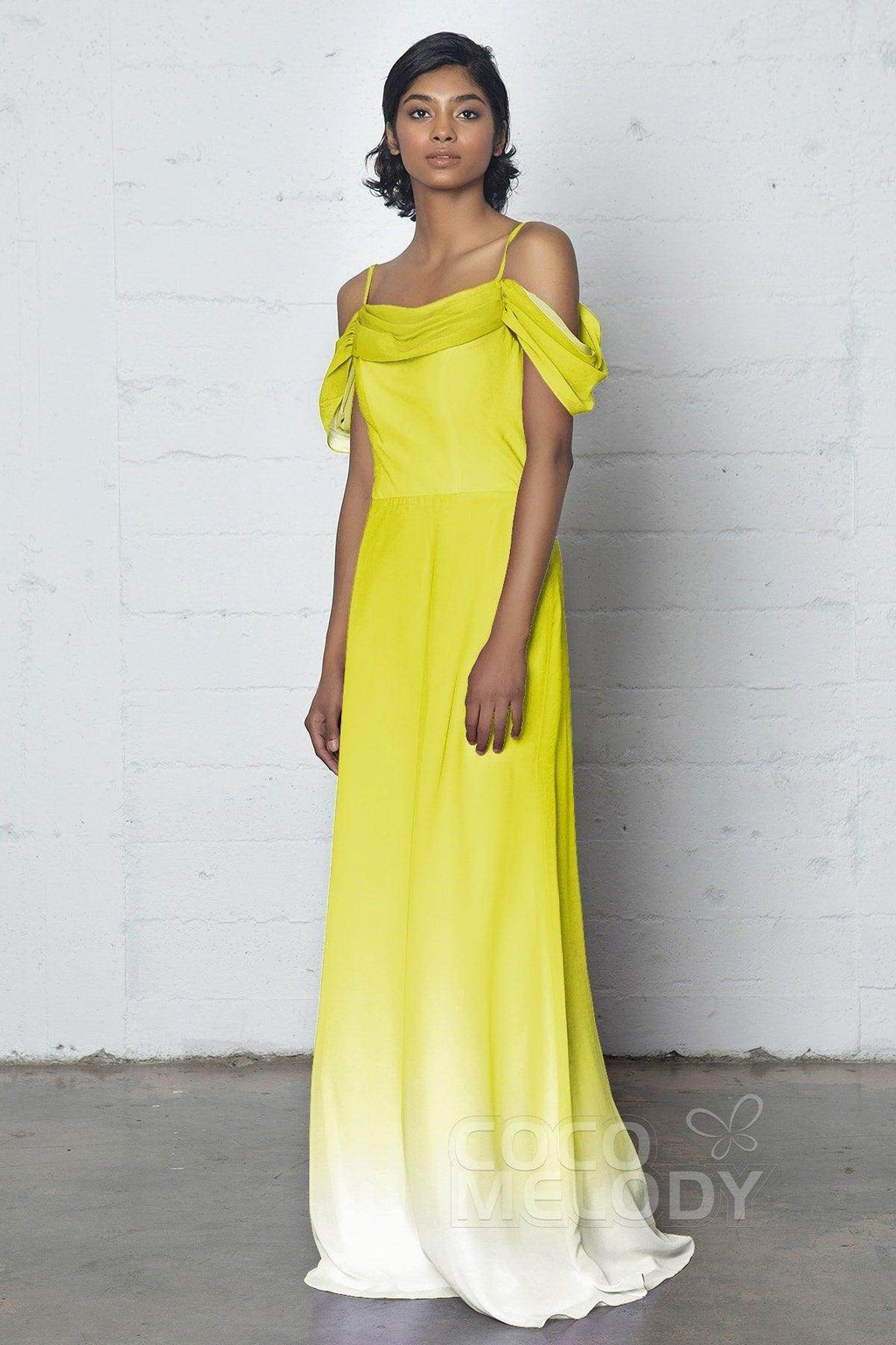 Elegant Sheath Column Floor Length Chiffon Ombre Dress COZF17012 Bridesmaid Dress
