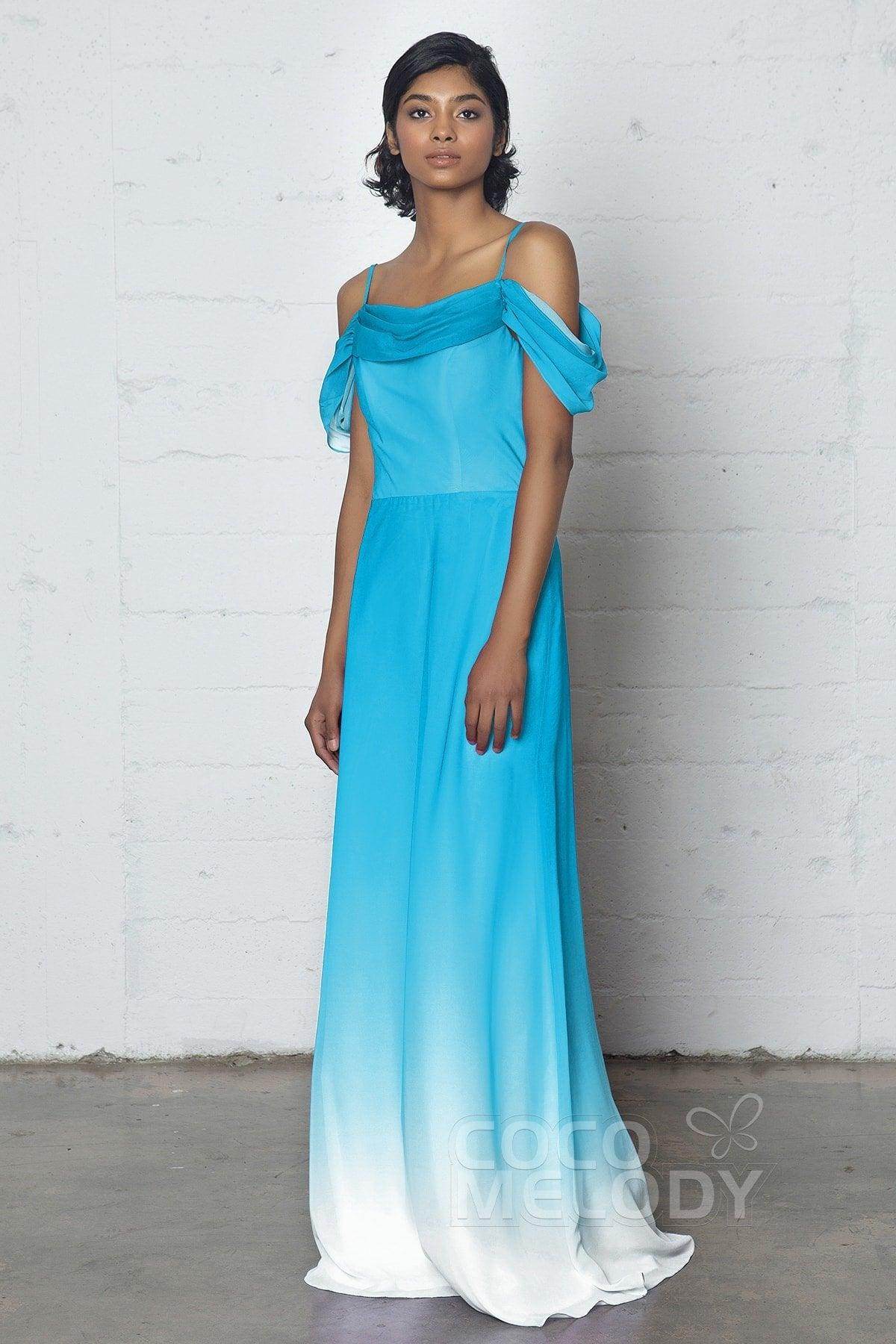 Elegant Sheath Column Floor Length Chiffon Ombre Dress COZF17012 Bridesmaid Dress