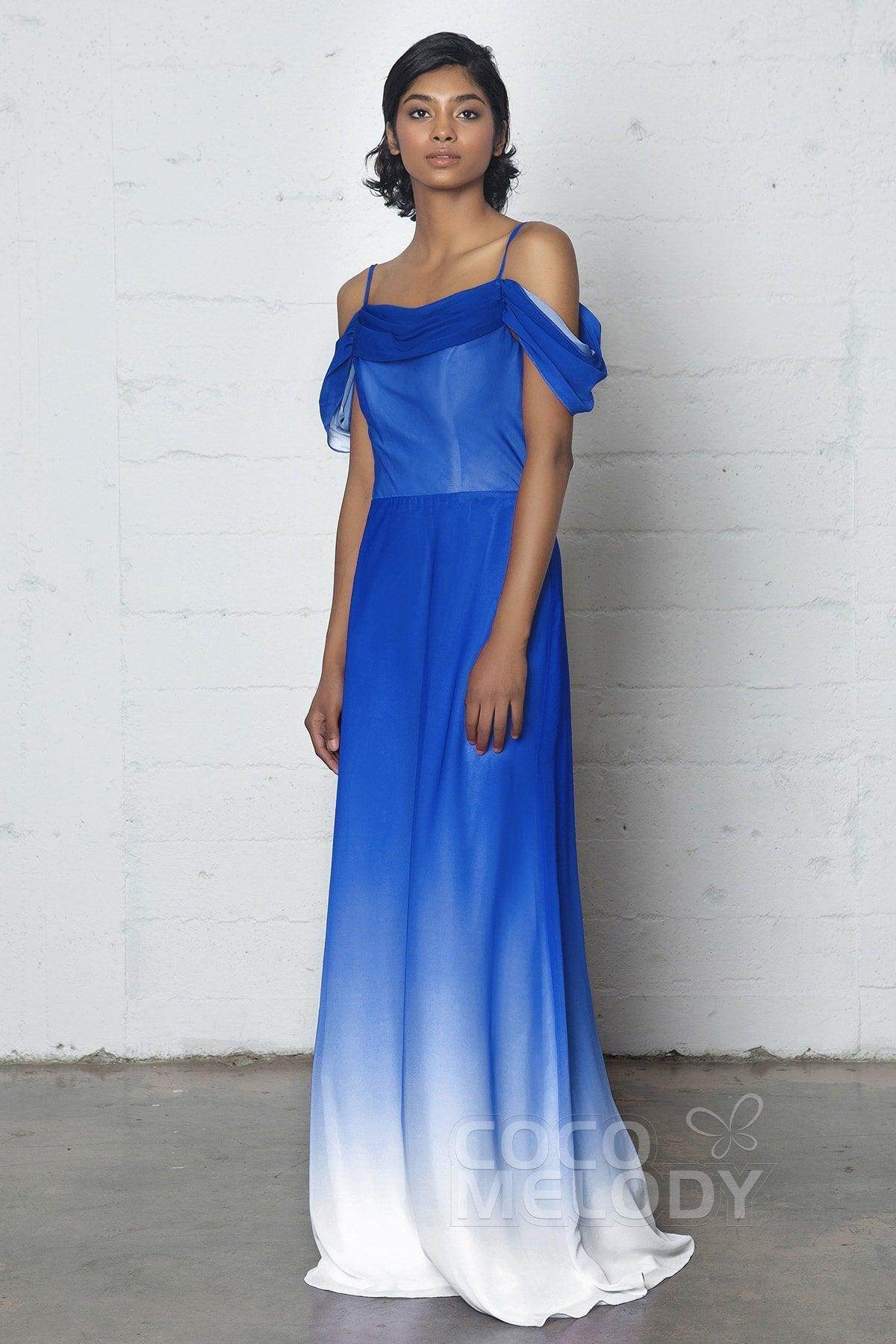 Elegant Sheath Column Floor Length Chiffon Ombre Dress COZF17012 Bridesmaid Dress