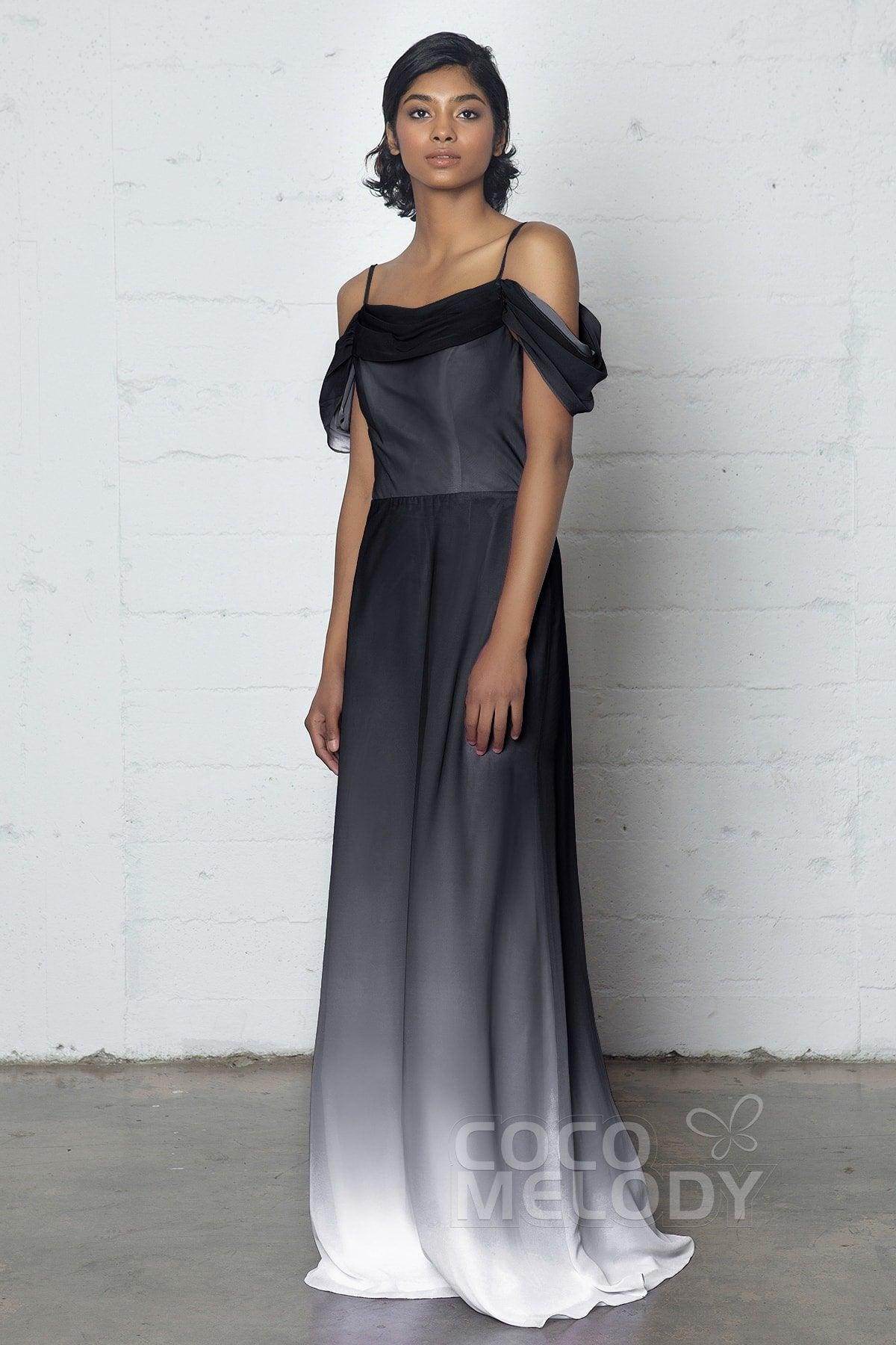Elegant Sheath Column Floor Length Chiffon Ombre Dress COZF17012 Bridesmaid Dress
