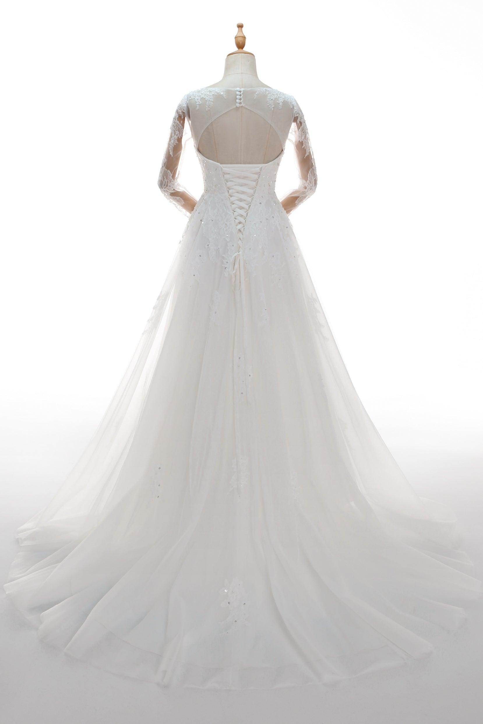 Elegant A Line Court Train Tulle Wedding Dress Wedding Dress