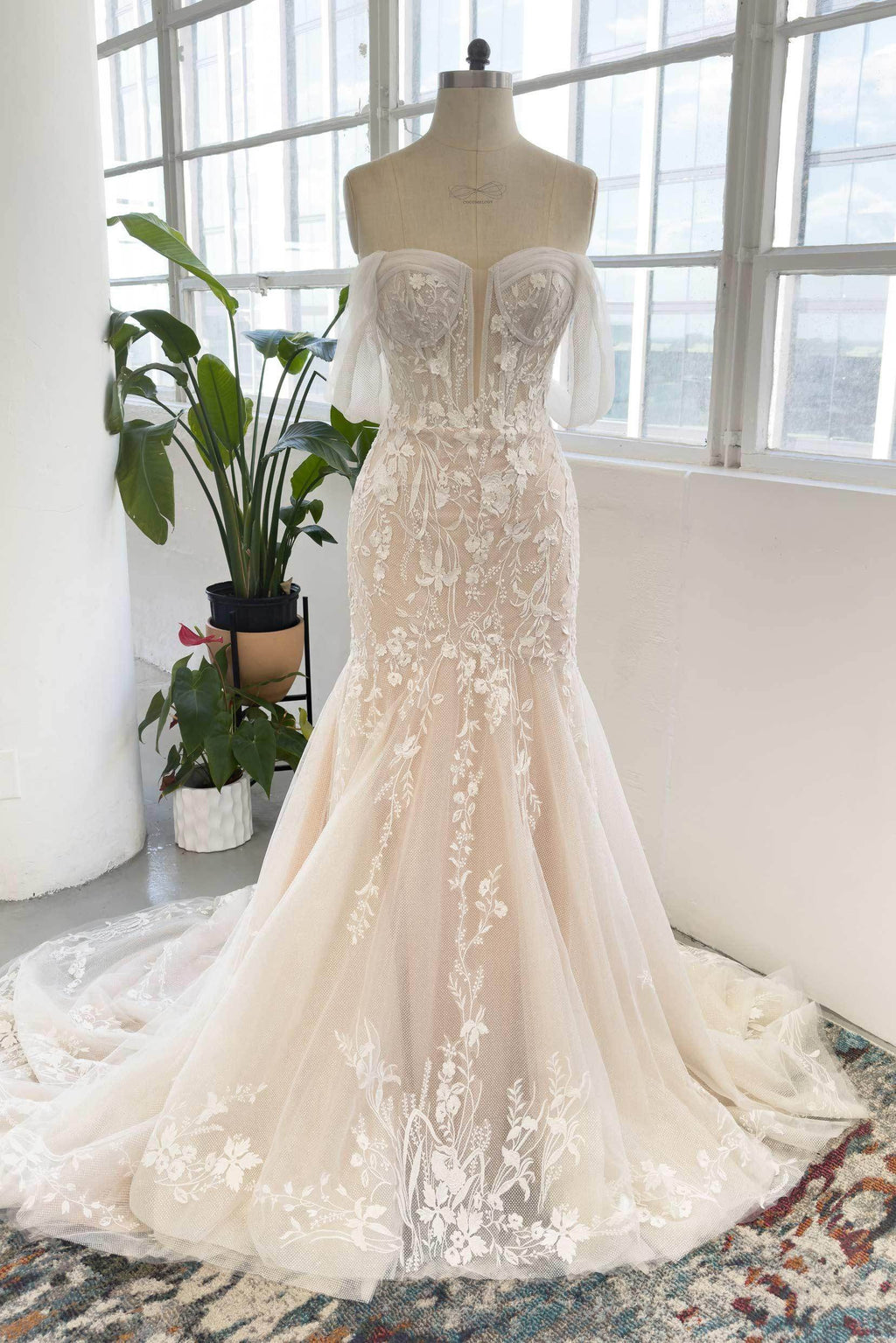 Elegant Trumpet Mermaid Court Train Lace Tulle Wedding Dress Wedding Dress