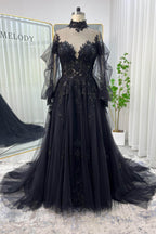 Elegant A Line Court Train Lace Tulle Wedding Dress Wedding Dress