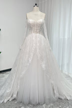 Elegant A Line Chapel Train Sequined Lace Tulle Wedding Dress Wedding Dress